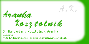 aranka kosztolnik business card